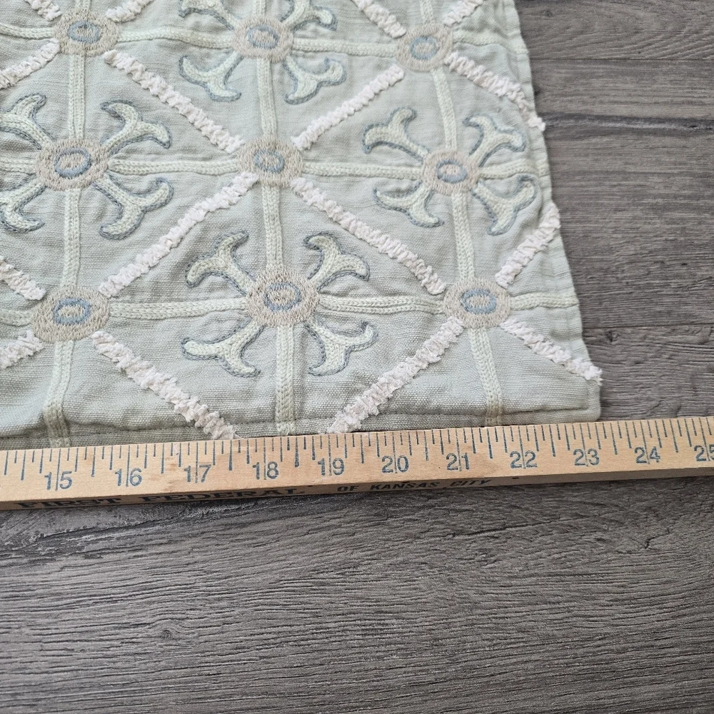 Pottery Barn Pillow Sham Cottage Cabin Farmhouse Embroidered Chenille